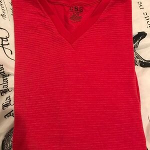 Red V-Neck Short Sleeve Tee